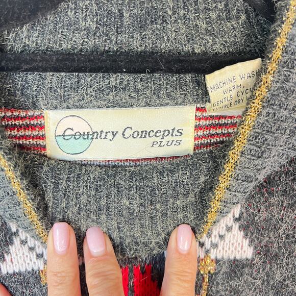 Vintage 1980's Country Concepts Mock Neck Christmasy Metallic Sweater‎ XL - Picture 5 of 8